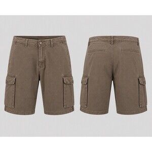 Lucky Brand Y2K Men's Brown  Cotton Cargo Shorts 38 Pockets Zip
